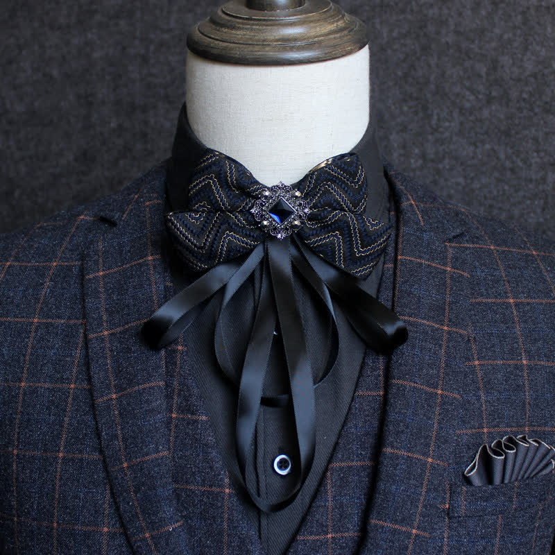 Classic British Style Ribbon Tassel Bow Tie - Image 20