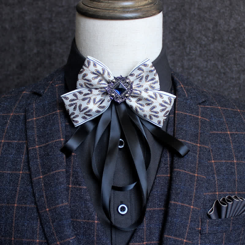 Classic British Style Ribbon Tassel Bow Tie - Image 6