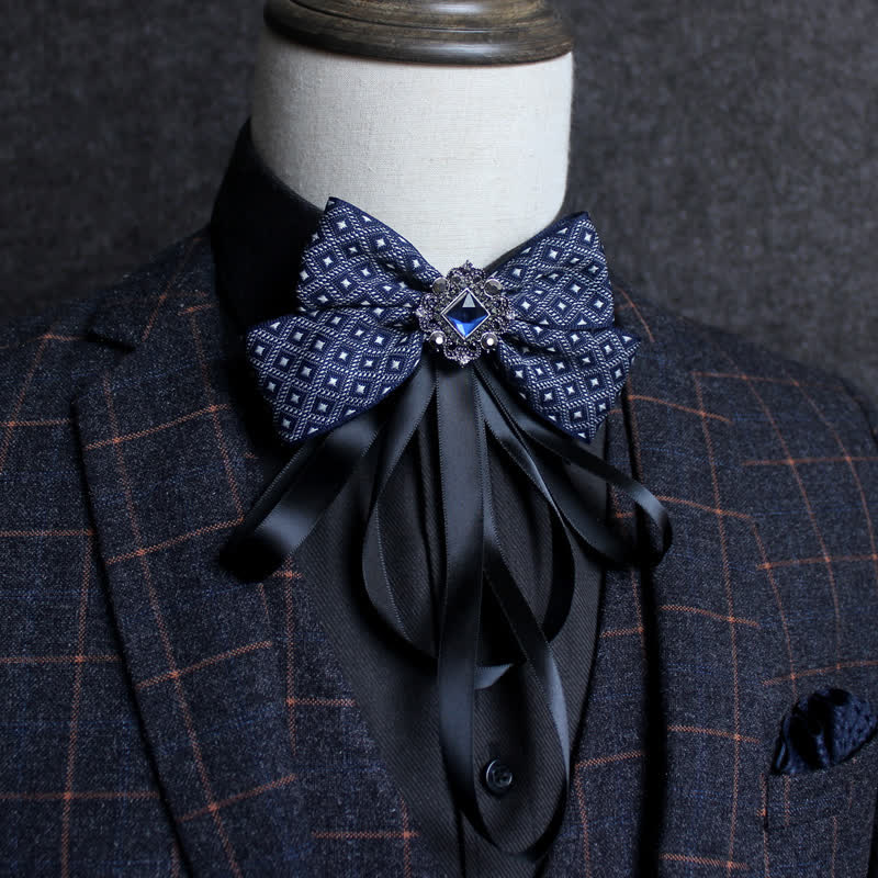 Classic British Style Ribbon Tassel Bow Tie - Image 9