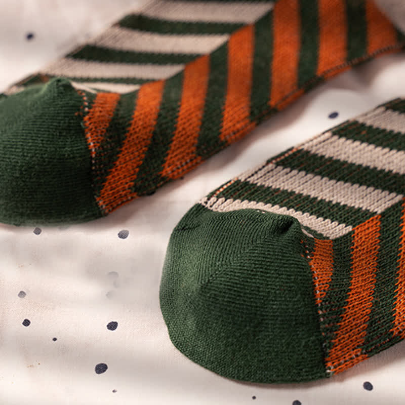 Classic Colorblock Arrow Striped Cotton Crew Socks - Image 11