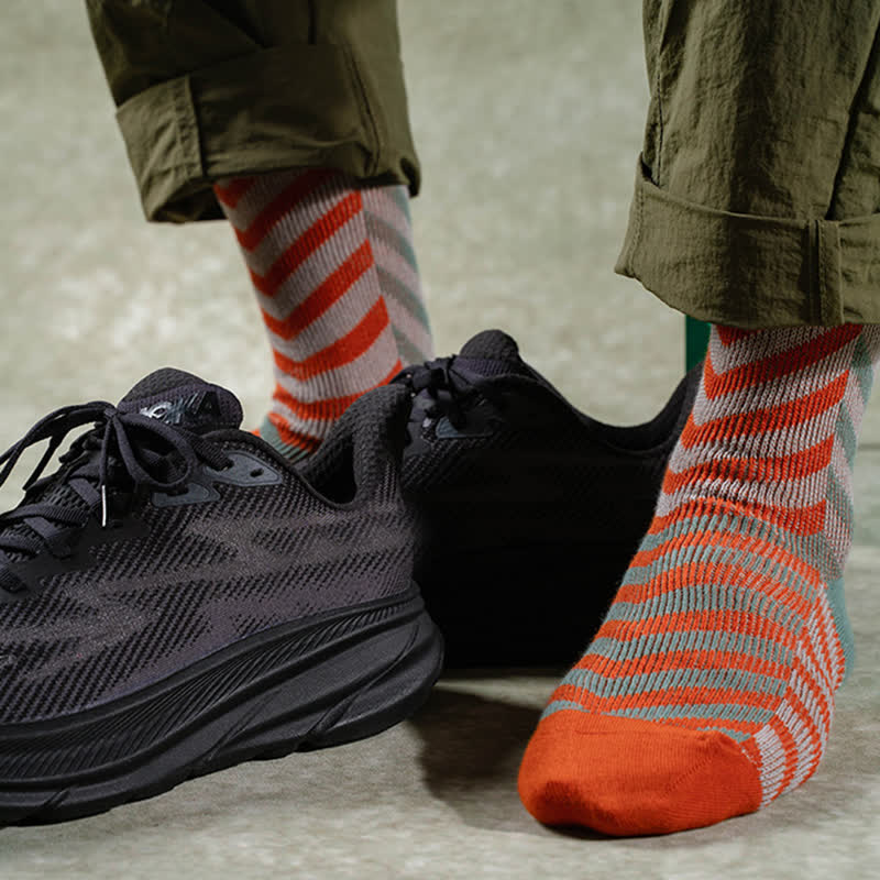 Classic Colorblock Arrow Striped Cotton Crew Socks - Image 8