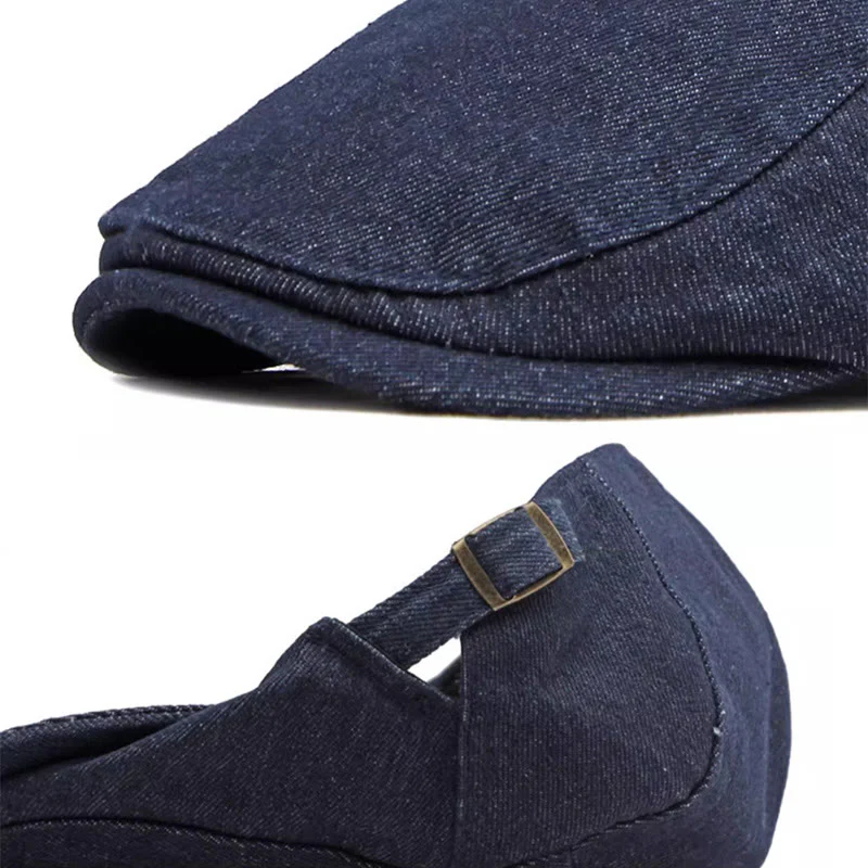Classic Denim Adjustable Golf Flat Hat Beret Cap - Image 7