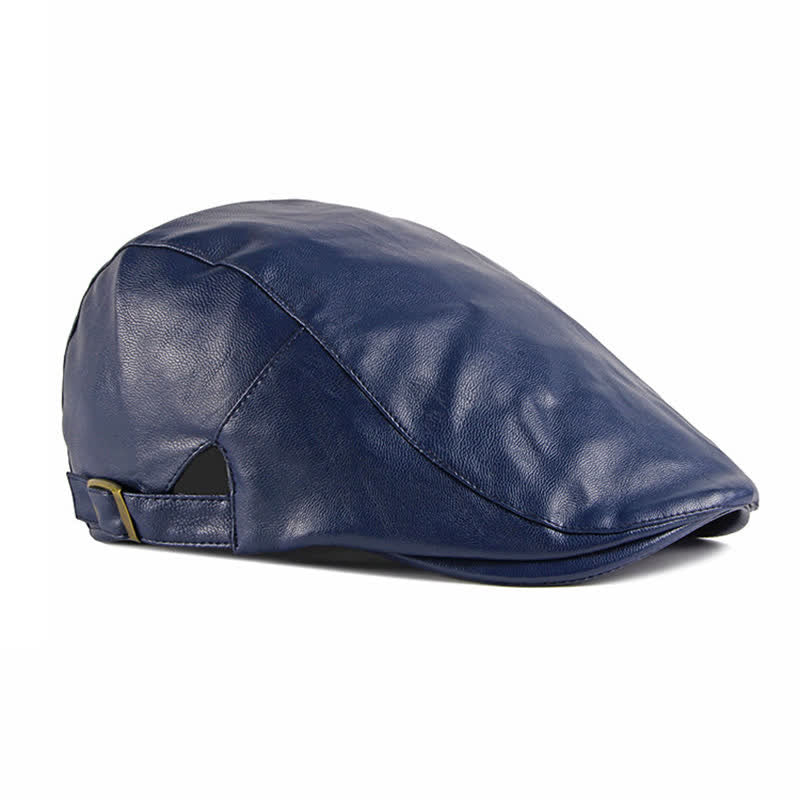 Classic Ivy Solid Color Leather Beret Hat - Image 10