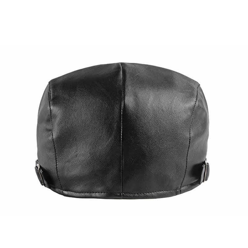 Classic Ivy Solid Color Leather Beret Hat - Image 6