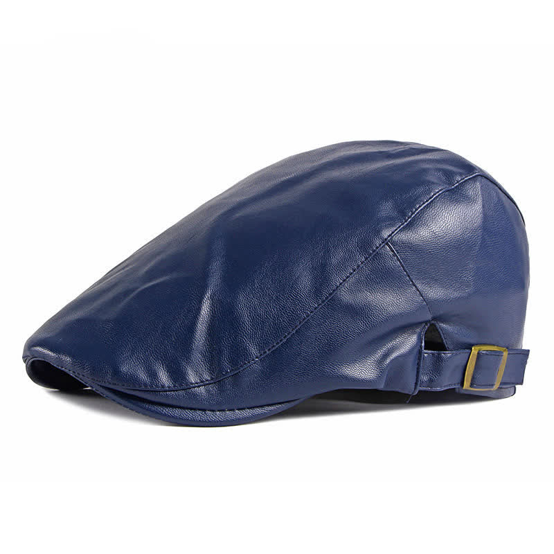 Classic Ivy Solid Color Leather Beret Hat - Image 8
