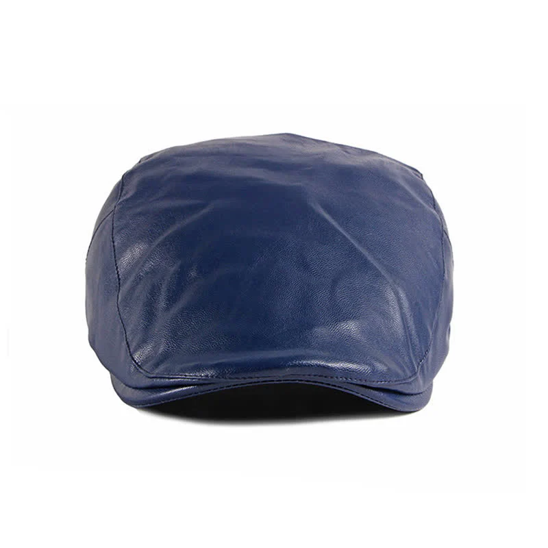 Classic Ivy Solid Color Leather Beret Hat - Image 9