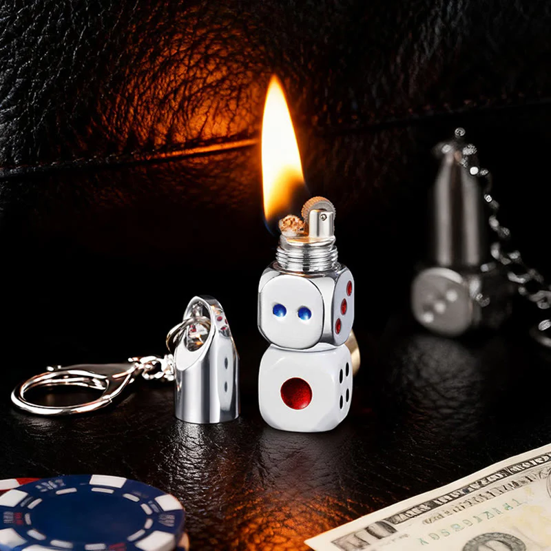 Classic Mini Dice Refillable Kerosene Lighter Keychain