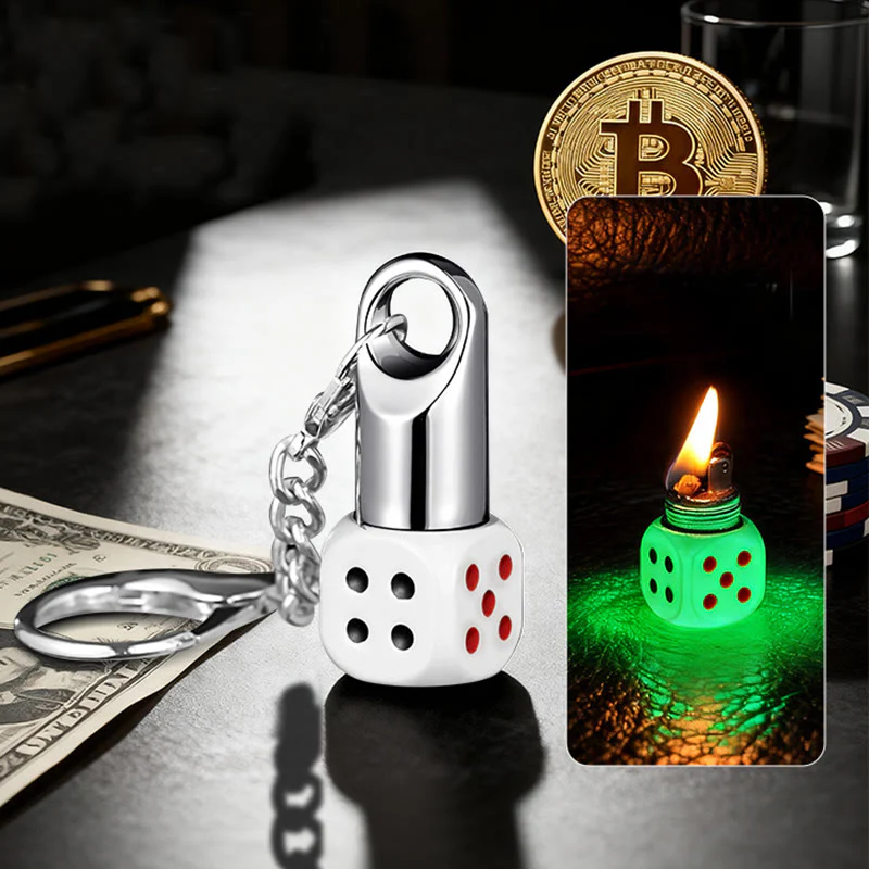 Classic Mini Dice Refillable Kerosene Lighter Keychain - Image 14