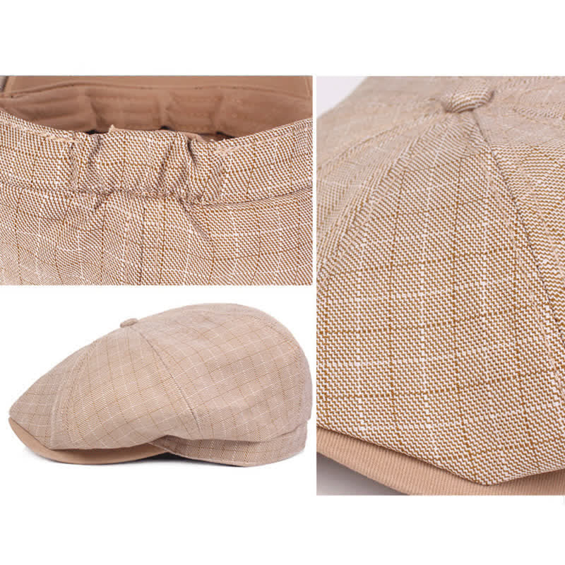 Classic Newsboy 8 Panel Plaid Beret Hat - Image 4