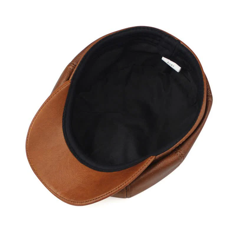 Classic Newsboy Retro Gatsby Leather Beret Hat - Image 2