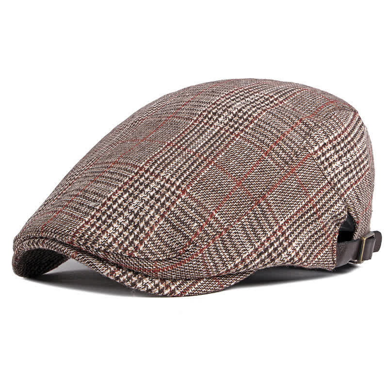 Classic Plaid Beret Cabbie Flat Cap - Image 13