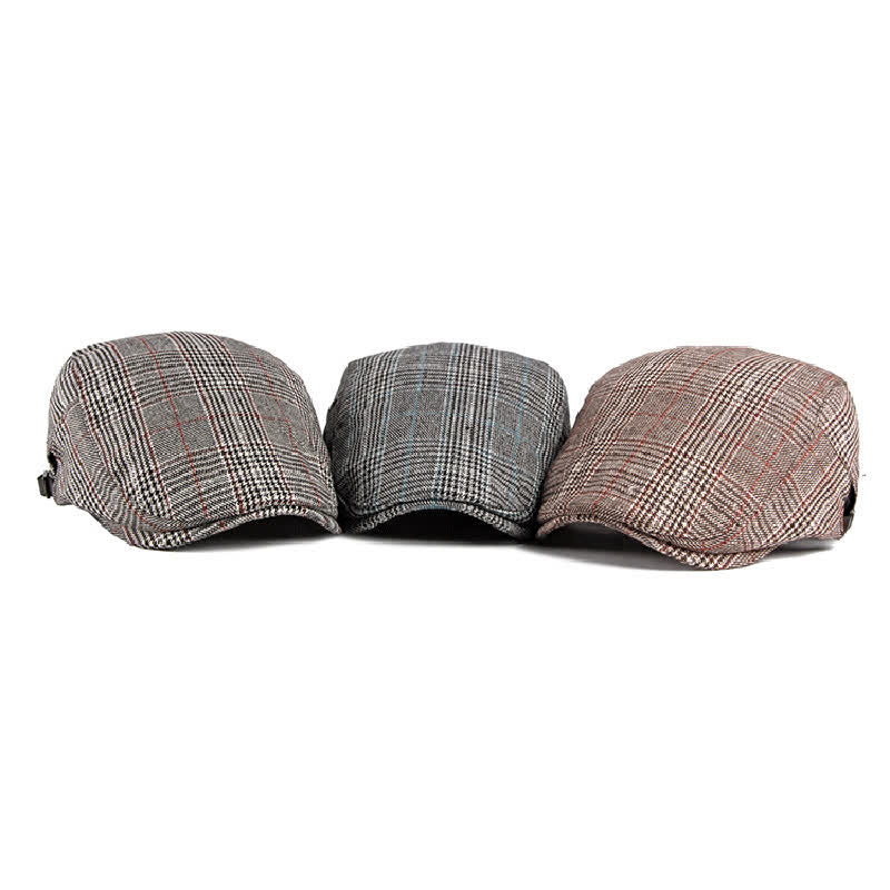 Classic Plaid Beret Cabbie Flat Cap - Image 2