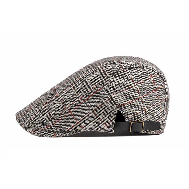 Classic Plaid Beret Cabbie Flat Cap - Image 5