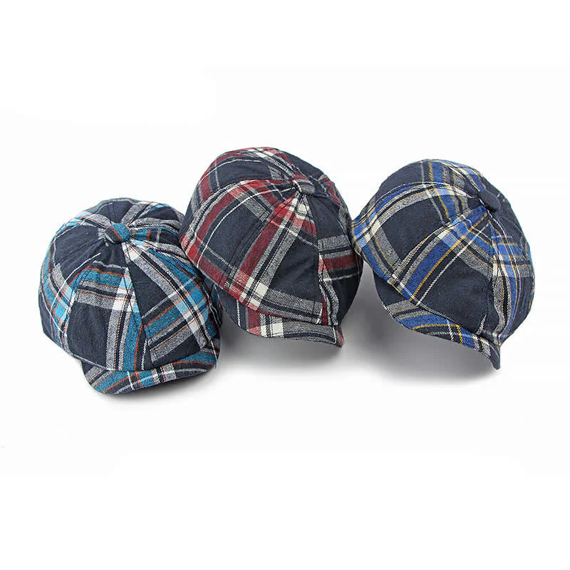 Classic Plaid Octagonal Stylish British Beret Hat - Image 2