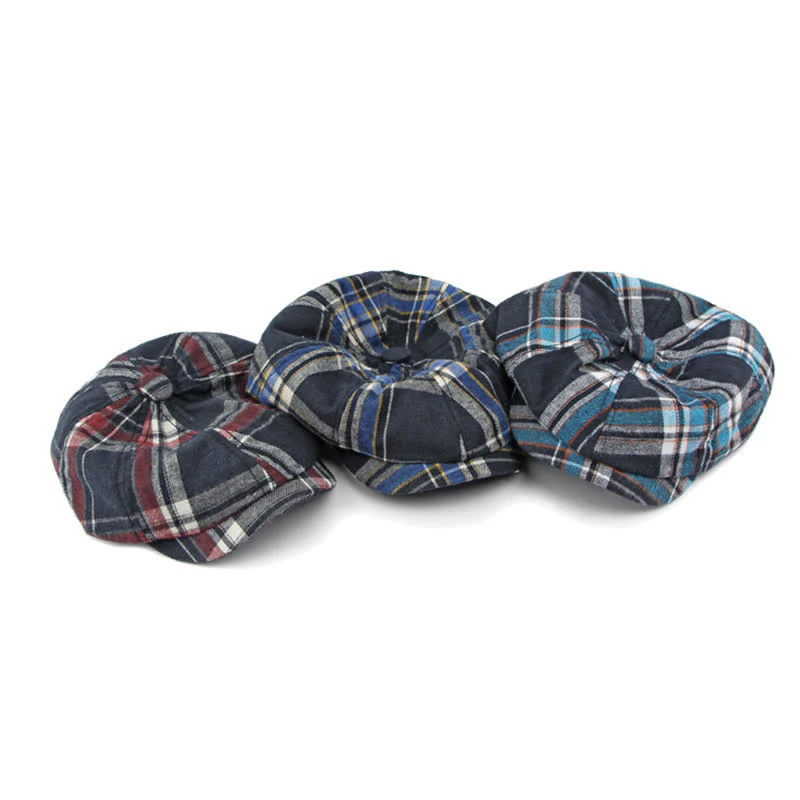 Classic Plaid Octagonal Stylish British Beret Hat - Image 7