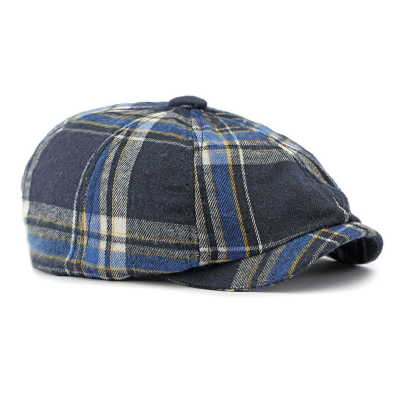 Classic Plaid Octagonal Stylish British Beret Hat - Image 9
