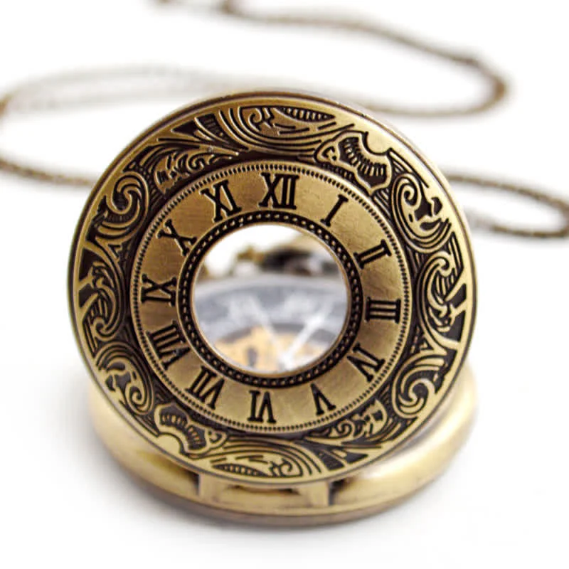 Classic Roman Numerals Antique Mechanical Pocket Watch - Image 10