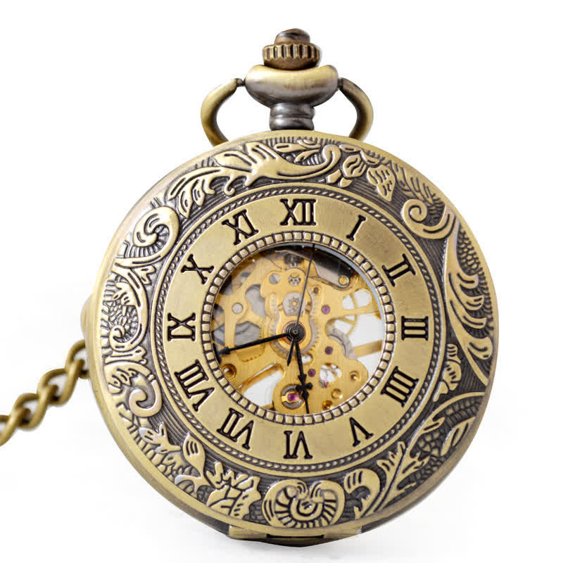 Classic Roman Numerals Antique Mechanical Pocket Watch - Image 11