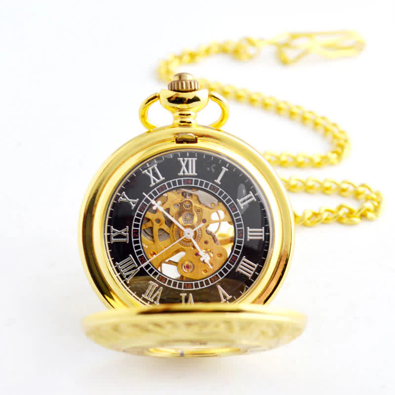 Classic Roman Numerals Antique Mechanical Pocket Watch - Image 3
