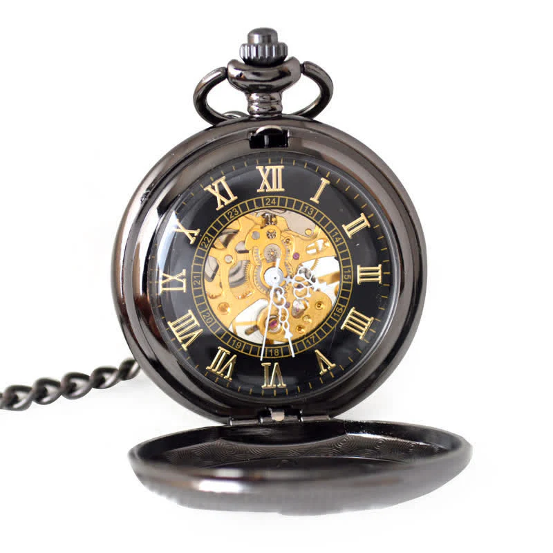 Classic Roman Numerals Antique Mechanical Pocket Watch - Image 5