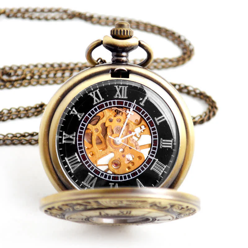 Classic Roman Numerals Antique Mechanical Pocket Watch - Image 7