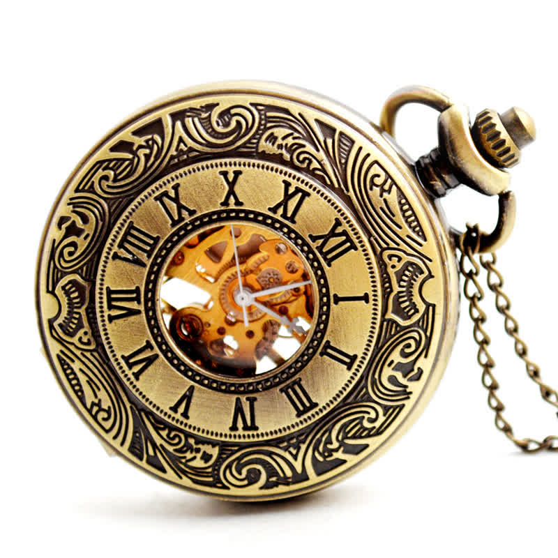 Classic Roman Numerals Antique Mechanical Pocket Watch - Image 8