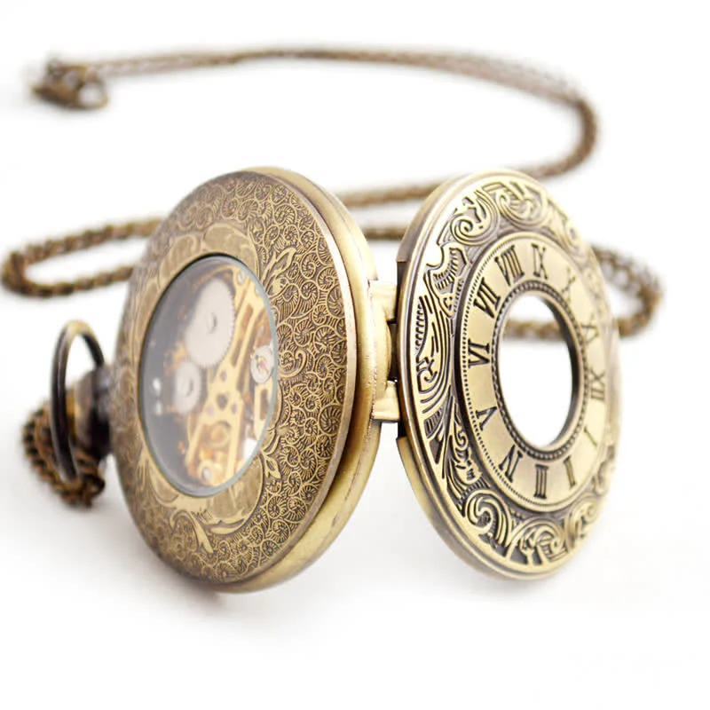 Classic Roman Numerals Antique Mechanical Pocket Watch - Image 9