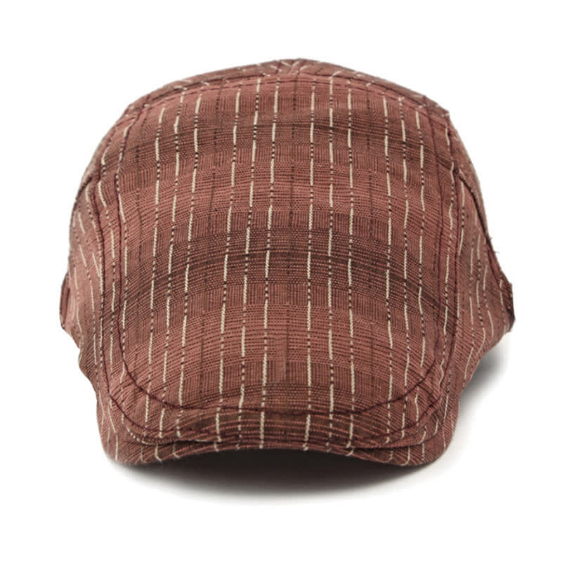 Classic Striped Casual Peaked Flat Beret Hat - Image 15