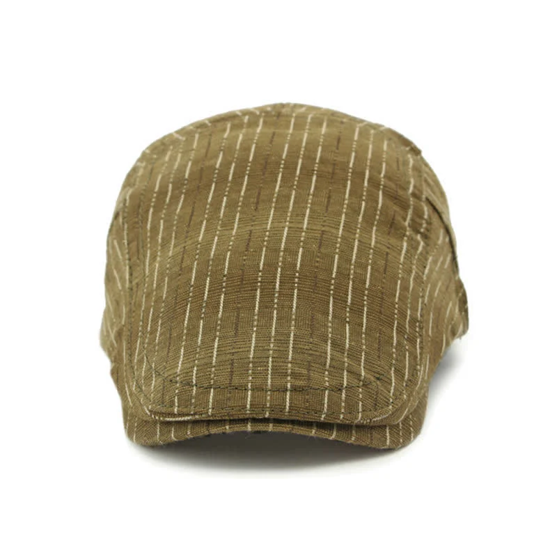 Classic Striped Casual Peaked Flat Beret Hat - Image 18