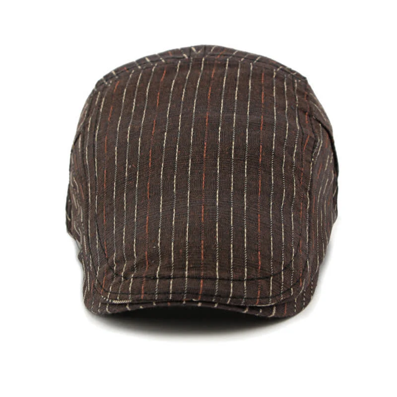 Classic Striped Casual Peaked Flat Beret Hat - Image 4