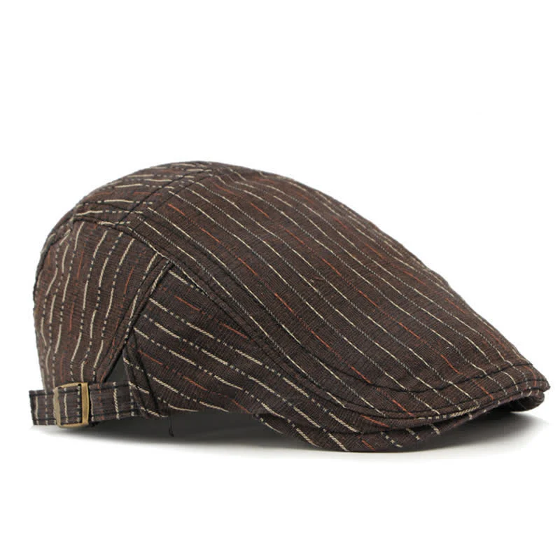 Classic Striped Casual Peaked Flat Beret Hat - Image 5