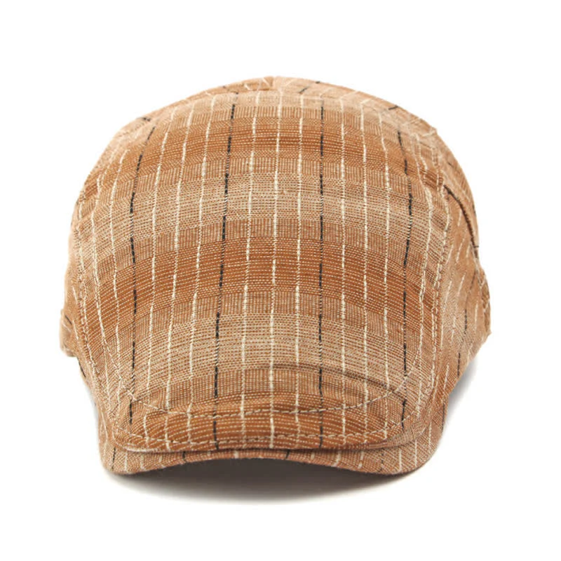Classic Striped Casual Peaked Flat Beret Hat - Image 8