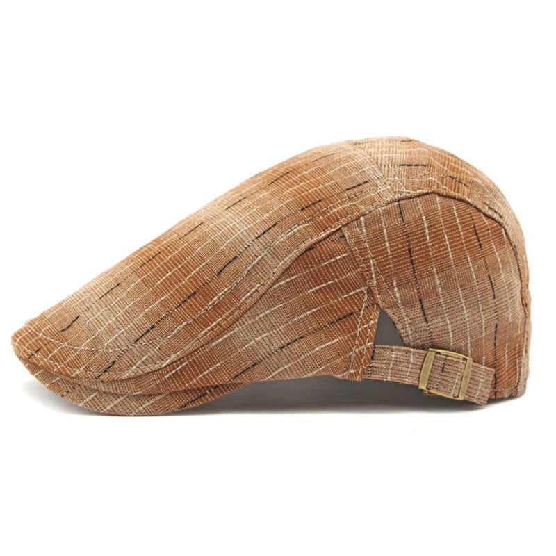 Classic Striped Casual Peaked Flat Beret Hat - Image 9