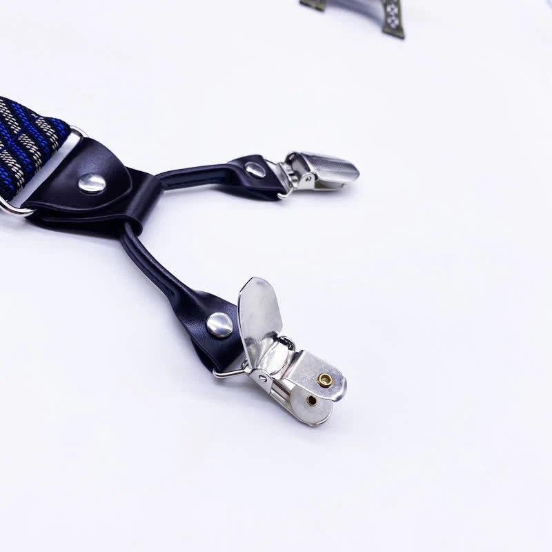 Classic Striped Plaid Paisley 6-Clips Adjustable Suspenders - Image 5