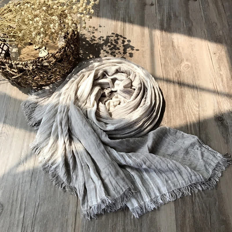 Classic Stripes Pattern Thin Cotton Blend Pleated Art Scarf - Image 12