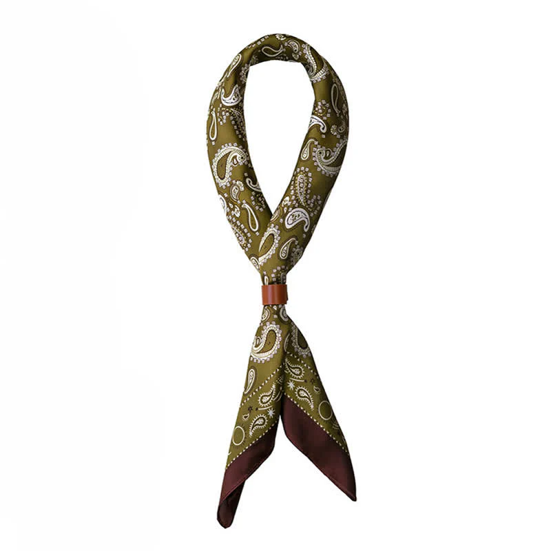 Classic Two Tone Paisley Flower Prints Square Scarf - Image 6