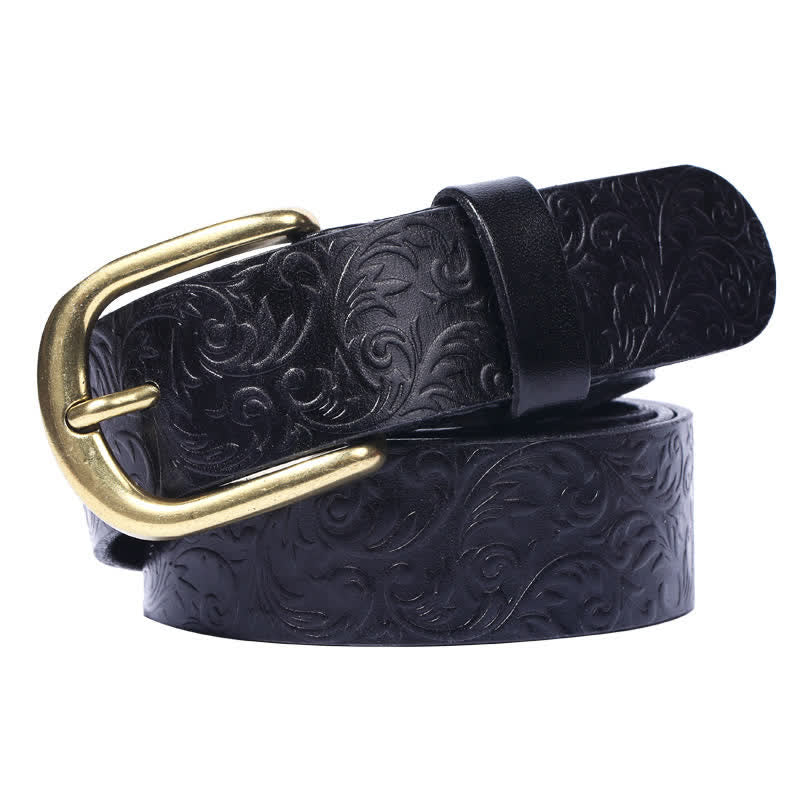Classical Beautifully Floral Embossed Leather Belt - Image 5