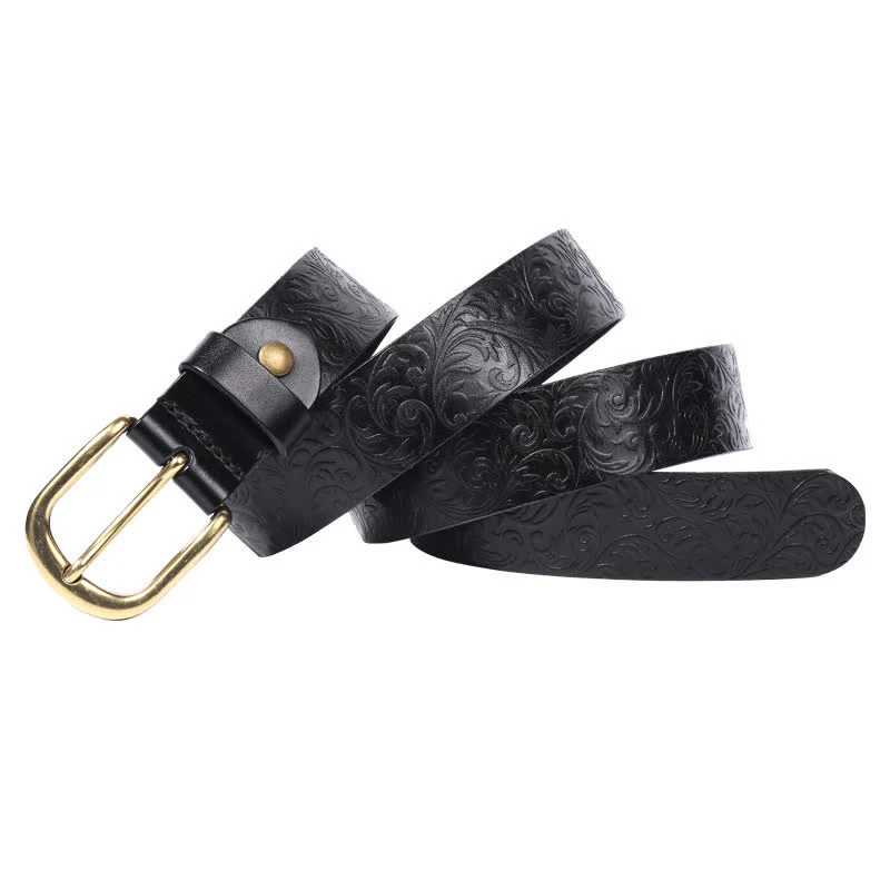 Classical Beautifully Floral Embossed Leather Belt - Image 7