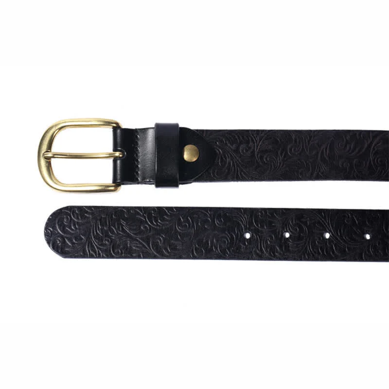 Classical Beautifully Floral Embossed Leather Belt - Image 9