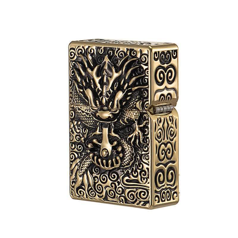 Classical Carving Dragon Refillable Kerosene Lighter - Image 2
