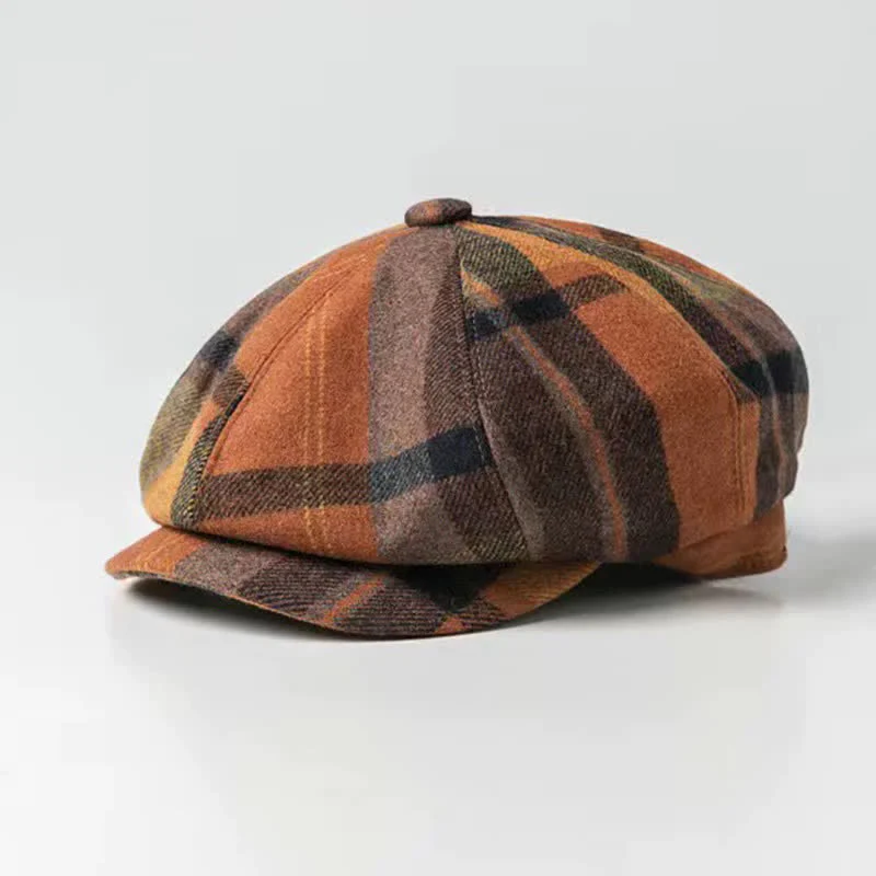 Classical Plaid Artist Painter Octagon Beret Hat - Image 2