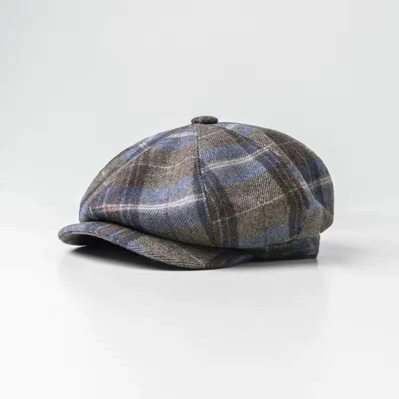 Classical Plaid Artist Painter Octagon Beret Hat - Image 3