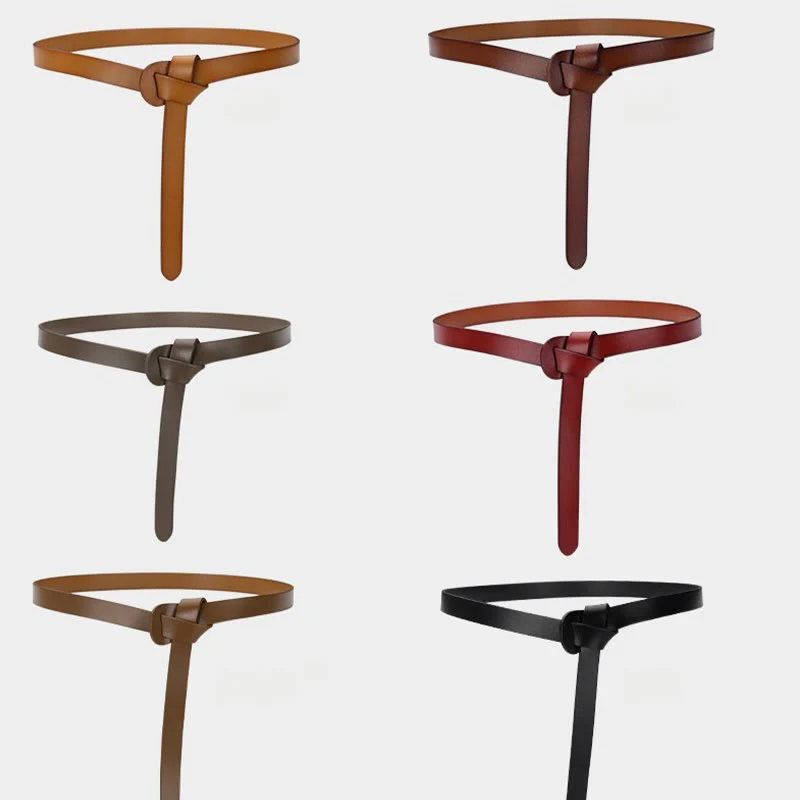 Classical Solid Color Knot Belt Decorative Leather Belt - Image 13
