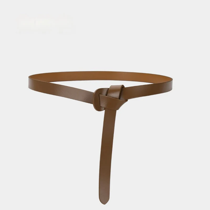 Classical Solid Color Knot Belt Decorative Leather Belt - Image 17