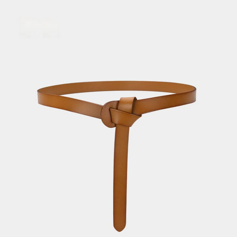 Classical Solid Color Knot Belt Decorative Leather Belt - Image 19