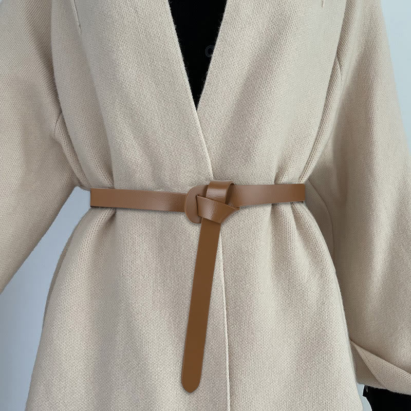 Classical Solid Color Knot Belt Decorative Leather Belt - Image 3