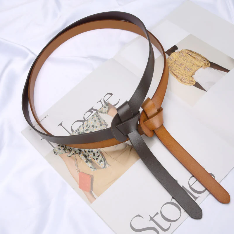 Classical Solid Color Knot Belt Decorative Leather Belt - Image 4