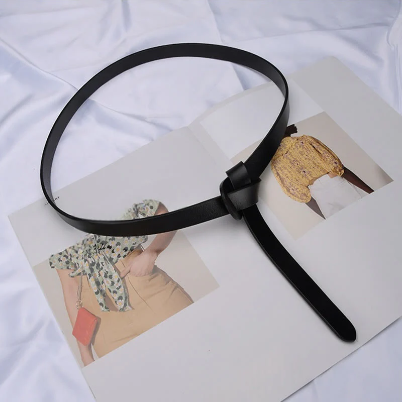 Classical Solid Color Knot Belt Decorative Leather Belt - Image 6