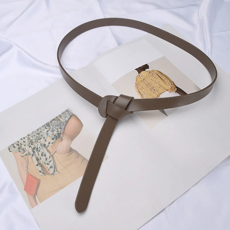 Classical Solid Color Knot Belt Decorative Leather Belt - Image 7