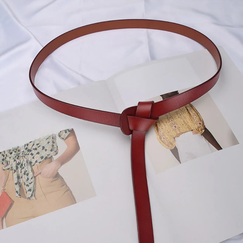 Classical Solid Color Knot Belt Decorative Leather Belt - Image 8